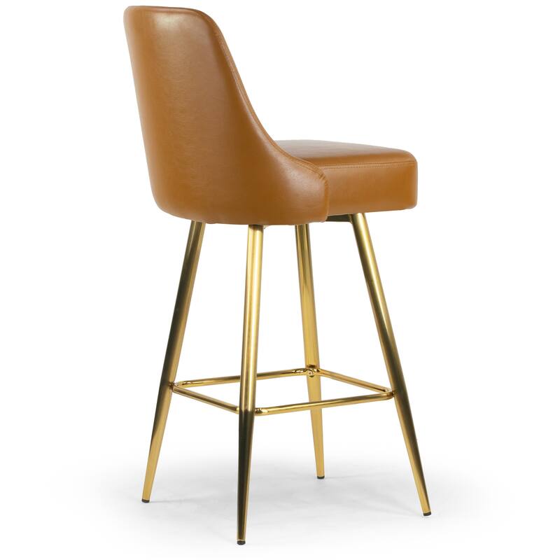 Set of 2 Auren Upholstered Stool with Golden Legs
