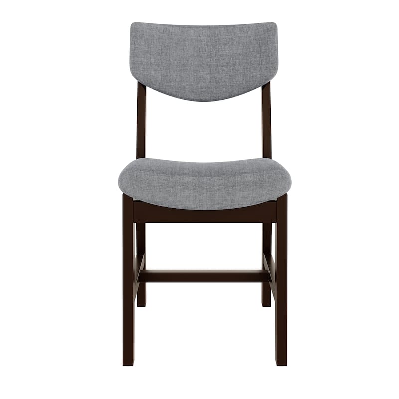 4-Piece Rustic Farmhouse Dining Chair Set, Solid Wood Frame with Gray Fabric Upholstered Cushion