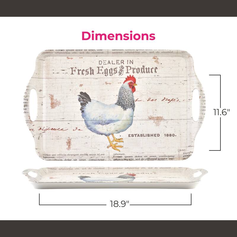 Pimpernel On The Farm Large Melamine Handled Tray - 17.75" x 13"