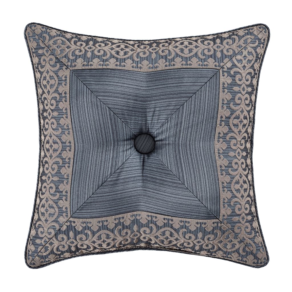 Five Queens Court Leah 18" Square Embellished Decorative Throw Pillow