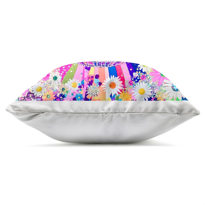 Stupell Vivid Disco Dream with Daisies Printed Outdoor Throw Pillow Design by Jess Stempel