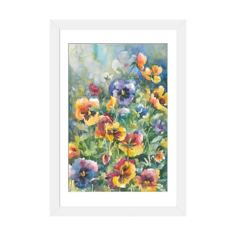 iCanvas "Picture Perfect Pansies" by Annelein Beukenkamp - White - 32x24x1