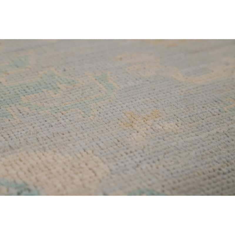 Vegetable Dye Oushak Turkish Rug Handmade Oriental Wool Carpet - 5'0"x 6'11"