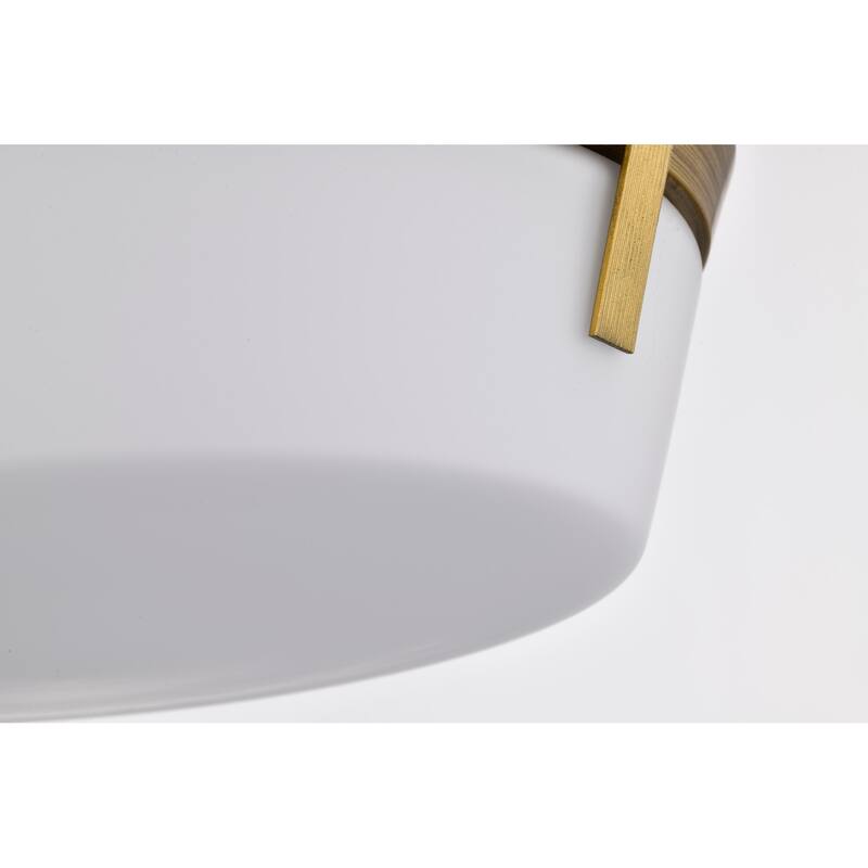 Rowen 3 Light Flush Mount - Natural Brass Finish - Etched White Glass - Natural Brass