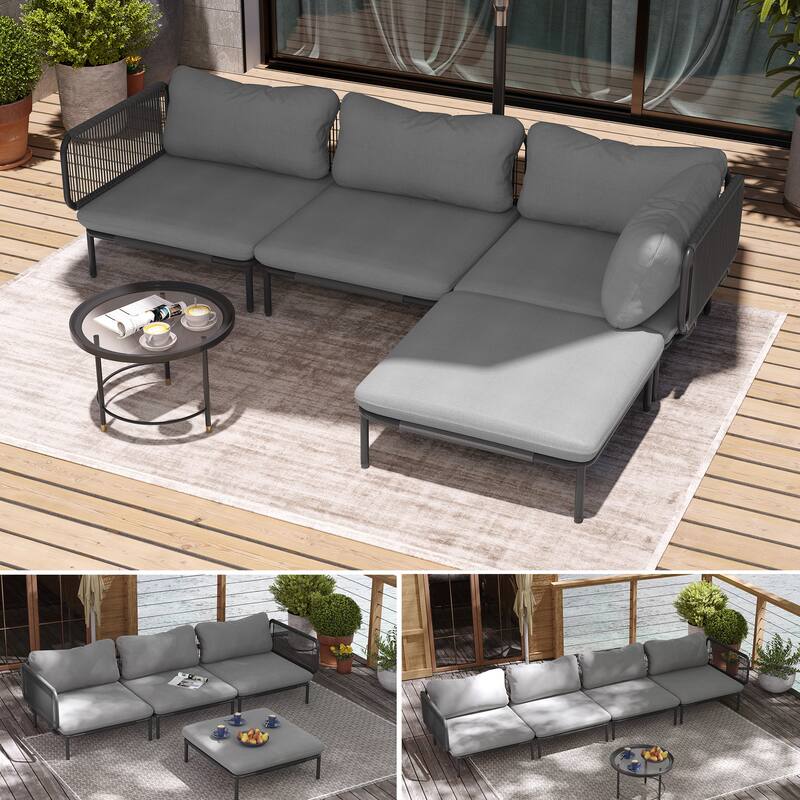 Pellebant Outdoor Sectional Sofa Patio Conversation Seating Set