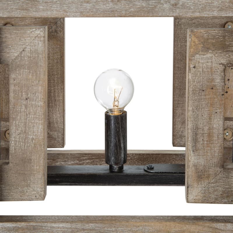 Loby Farmhouse 3-Light Solid Wood Small Chandelier Rustic Linear Kitchen Island Pendant Light - W 22" x D 9" x H 9"