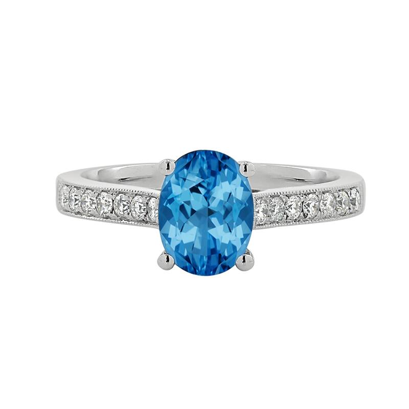 Auriya 1 1/5ct Fancy Oval Swiss Blue Topaz and Diamond Engagement Ring 1/4ctw 14k Gold