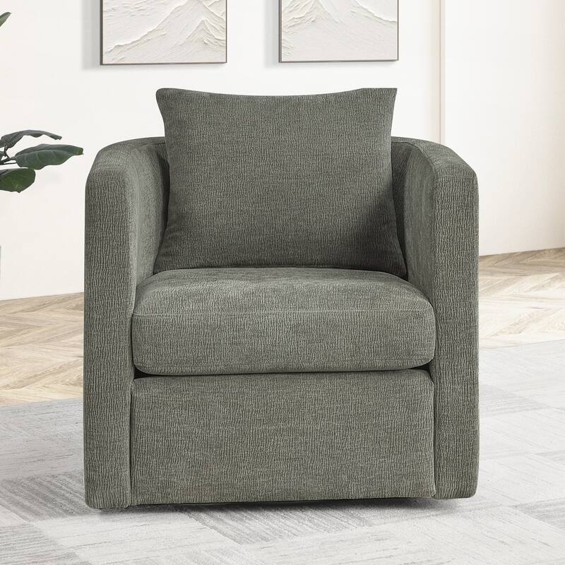 Performance Fabric Swivel Barrel Chair - Grey