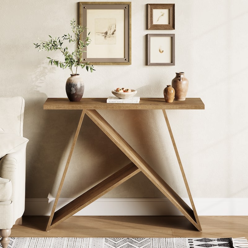 41'' Entryway Console Table, Behind the Couch Table with Geometric Base