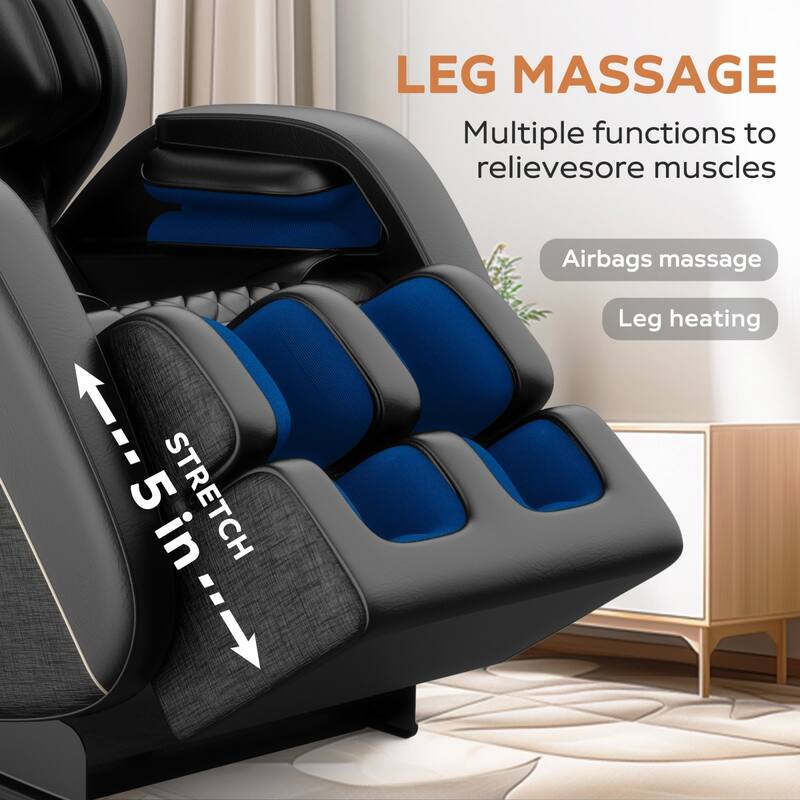 Luxury Zero Gravity Full-Body Massage Chair with Heating, Bluetooth Audio, and Foot Rollers - Home Relaxation Recliner