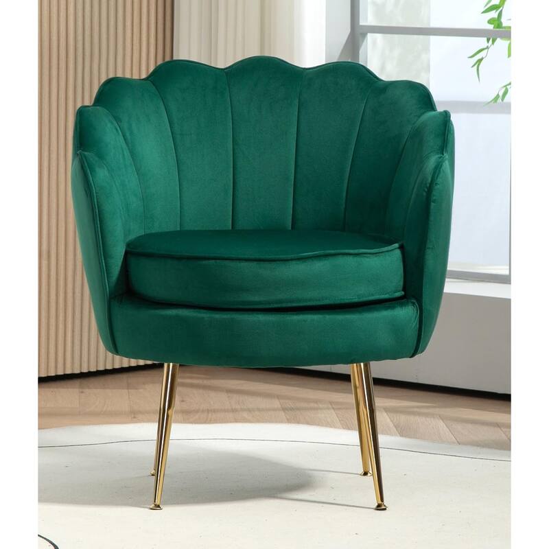 Cavett 28.3" Wide Velvet Barrel Chair with Gold Metal Legs