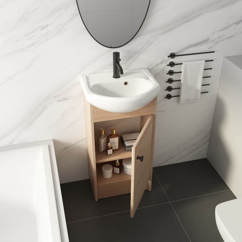 Freestanding 18 Inch Bathroom Vanity, Small Bathroom Vanity With Sink, Bathroom Vanity and Sink Combo (KD-PACKING)