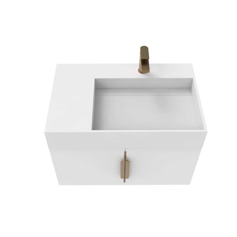 Amazon 30" Wall Mounted Bathroom Right Basin Vanity Set w/ White Top