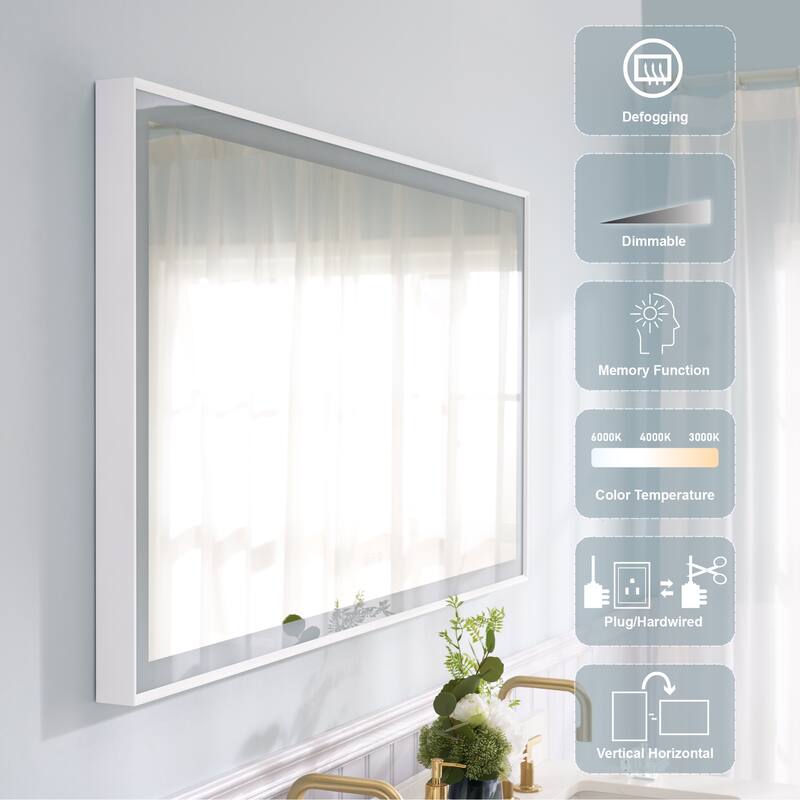 Wall Mounted Bathroom Heavy Duty Framed LED Mirror With bright light And And Memory Function