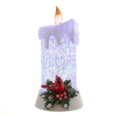 Kurt Adler 8.5-Inch Battery Operated Color Changing LED Lighted Cardinal Candle - White