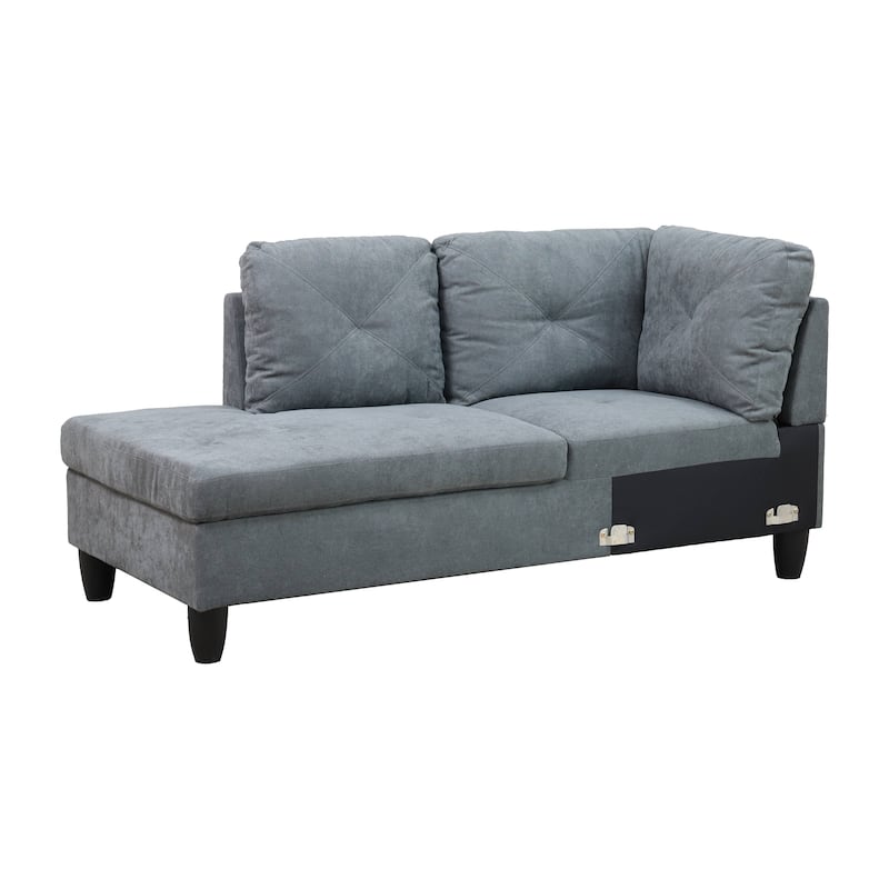 Dark Grey Flannelette 3-Piece Living Room Sofa Set