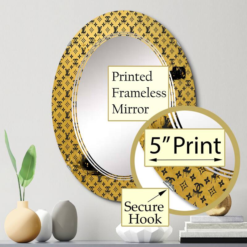 Designart 'Gold Designer Pistol II' Printed Fashion Gun Wall Mirror