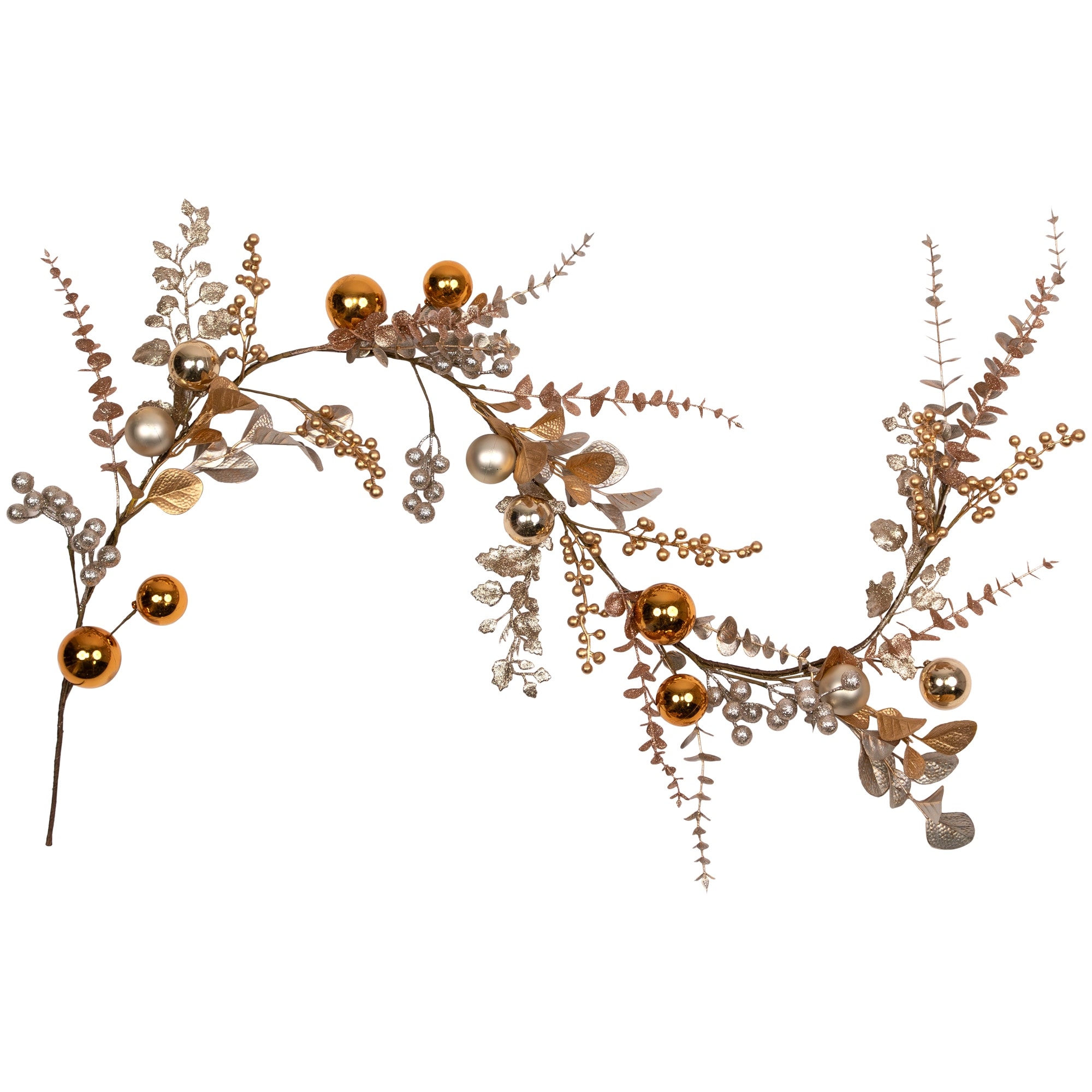 Glitter Mixed Leaves Berries Artificial Christmas Garland 6' x 9"