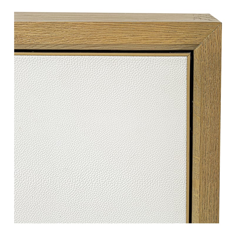Title: NADAAL STUDIOS Alarno Sideboard, White Shagreen Doors, Oak Frame & Gold Metal Detail