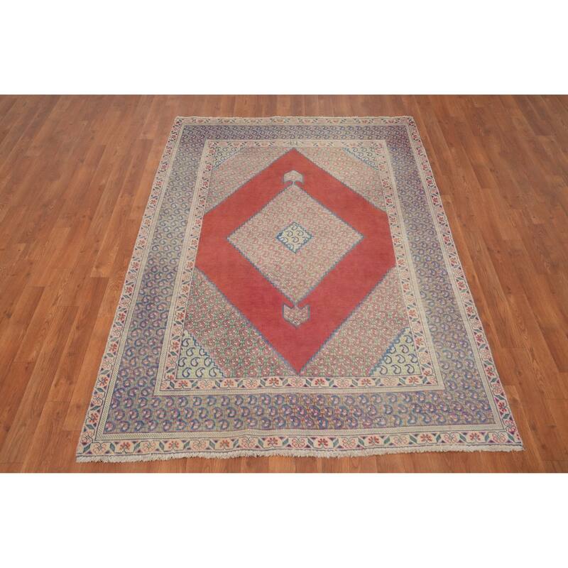 Hand Knotted Oriental 100% Wool Carpet Traditional Medallion Oranges & Rust Tabriz Area Rug - 6' 3'' X 4' 6''