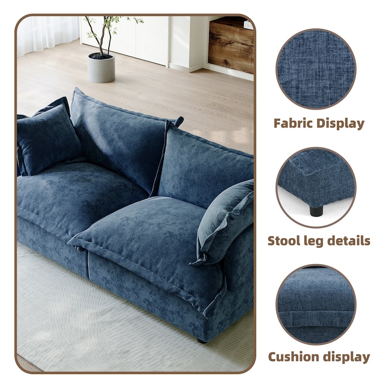 80"W Upholstered Chenille Comfy Cloud Couch Modular Sectional Sofa