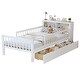 preview thumbnail 6 of 74, Safe Kids Bed Platform Bed Twin Size Wood Bed Frame with Storage Headboard and 2 Drawers Under, 3-Side Guardrails for Boys Girls
