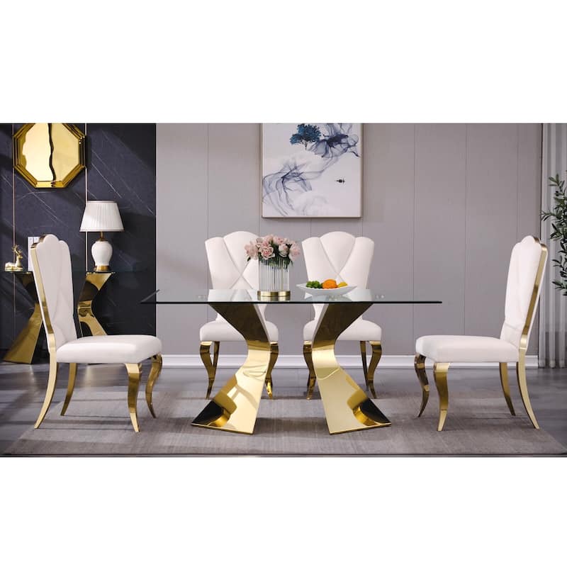 Luxury Velvet Upholstered Dining Room Chairs with Shell-Shaped Back and Stainless Steel Legs
