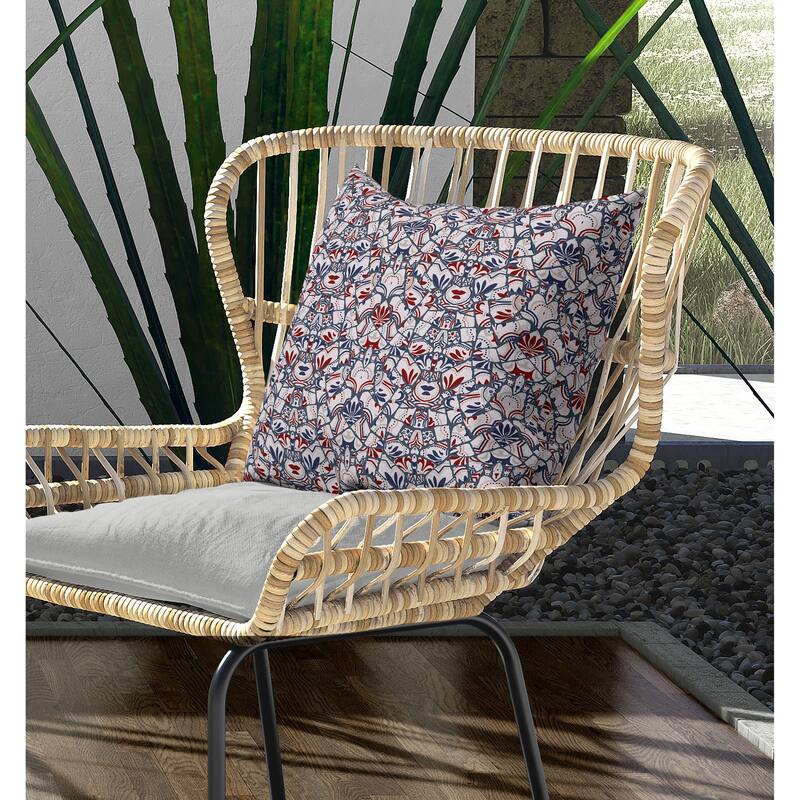 Wildflower Lagoon Indoor/Outdoor Reversible Throw Pillow Pink and Gray