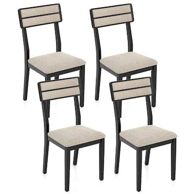 Set of 4 Upholstered Dining Chairs with Padded Seat and Rubber Wood Legs for Kitchen and Dining Room