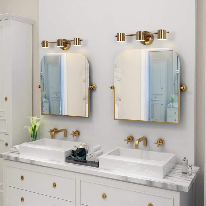 Modern 1/2/3-Light Gold Brass LED Bathroom Vanity Light Linear Wall Sconces