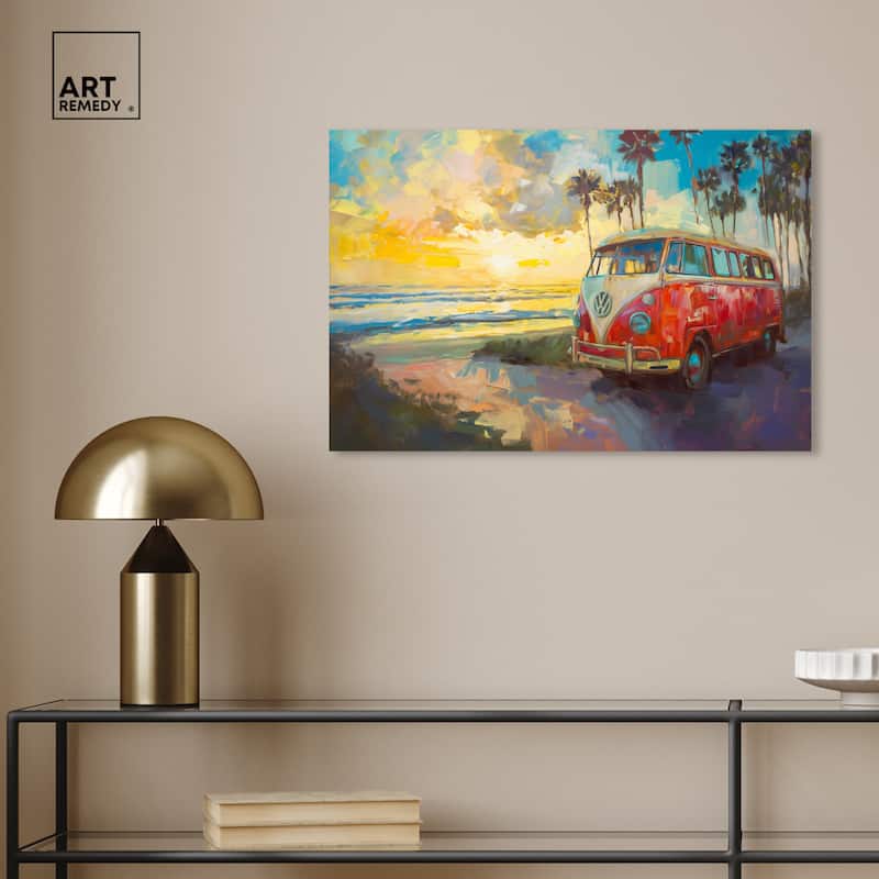 Art Remedy Memories At The Beach Gallery Wrapped Colorful Coastal 1 Piece Canvas Wall Art