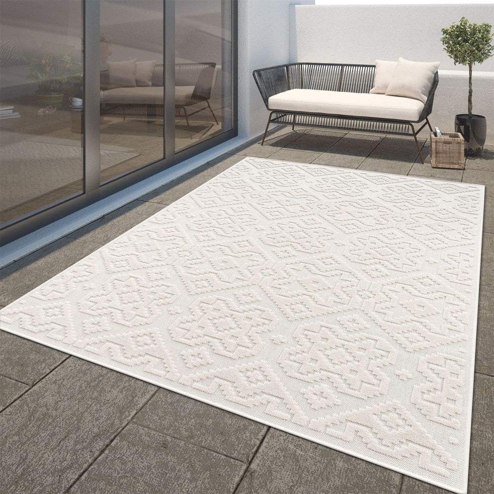 In- & Outdoor Rug Marrakesh Boho Pattern with High-Low Effect