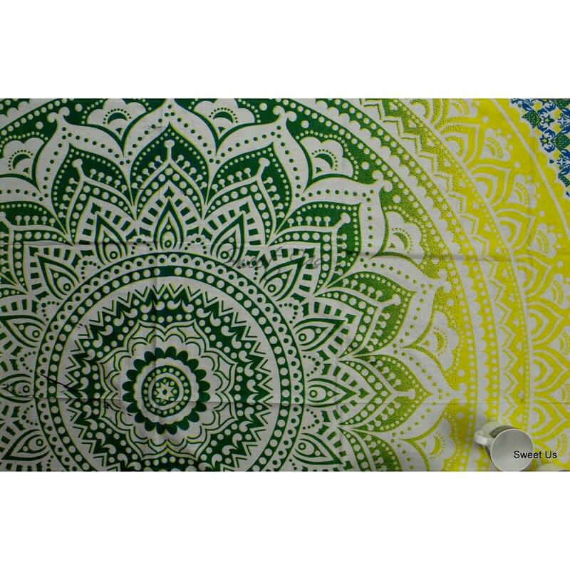 Cotton Stunning Tie Dye Floral Tablecloth Rectangle - 60 x 98 in