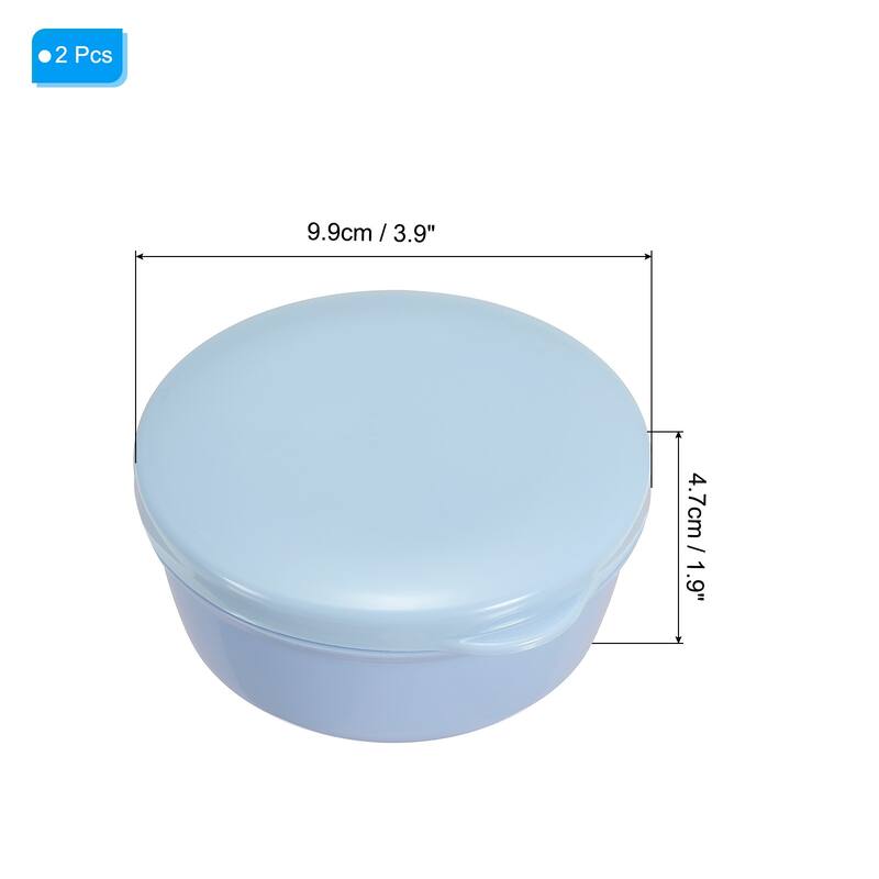 Travel Soap Container, 2 Pack Round Soap Holder Travel Case Box - Blue