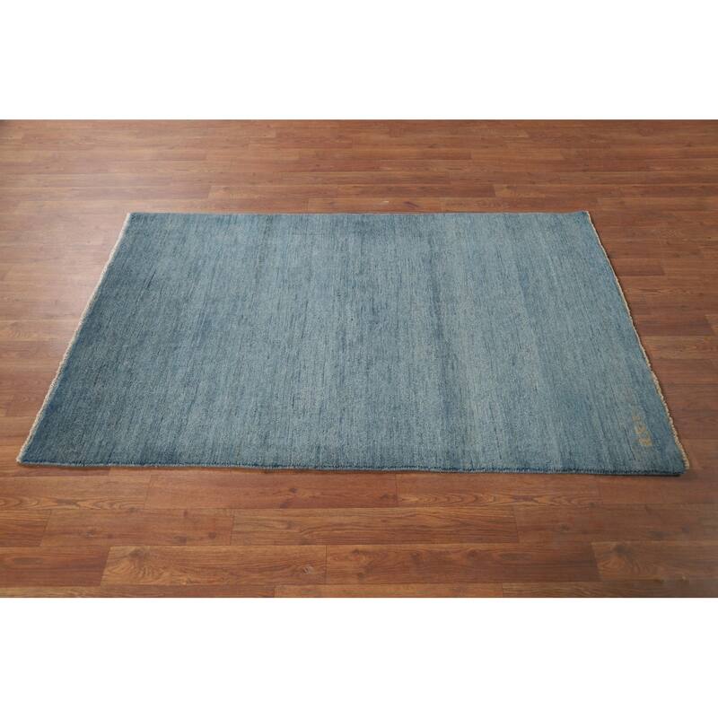 Modern Gabbeh Oriental Foyer Rug Blue Handmade Wool Carpet - 3'3"x 5'0"