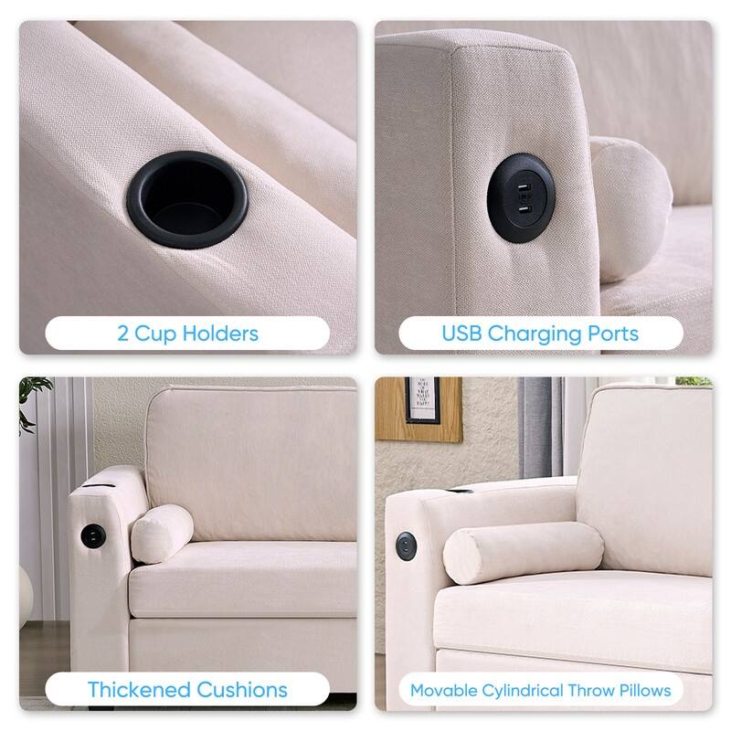 Mixoy Pull Out Loveseat Sofa,Sleeper Sofa Bed with Mattress,Cup Holder