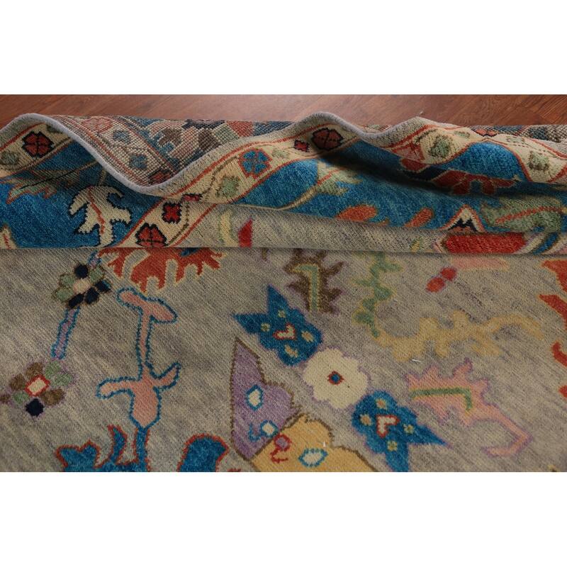 Beige Oushak Oriental Area Rug Hand-Knotted Wool Carpet - 7'10"x 10'0"