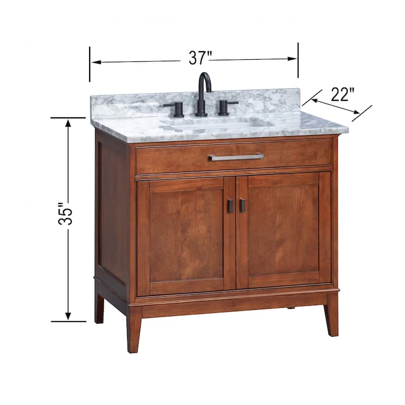 Madison 36 in. Single Sink Bathroom Vanity with Carrara Marble Top - 37"W x 22"D