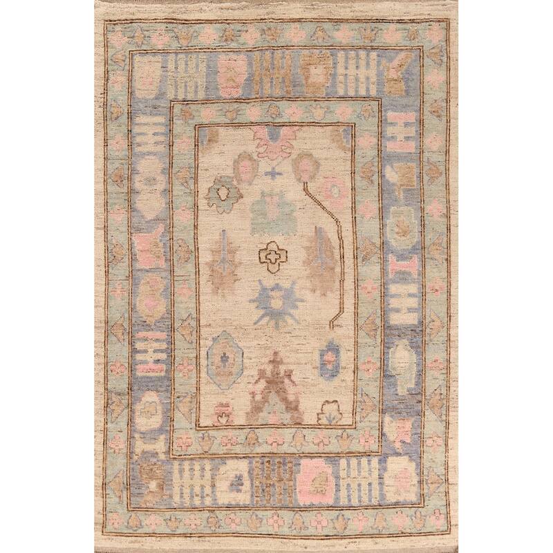 Earth Tone Oushak Turkish Rug Handmade Living Room Wool Carpet - 6'8" x 9'8"