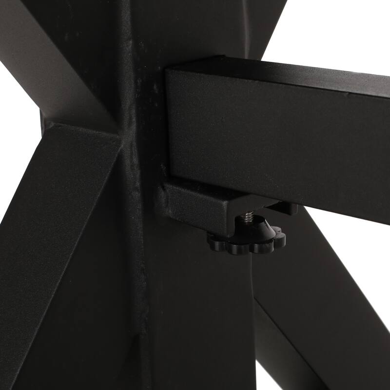 Roomfitters Outdoor Aluminum Dining Table with Woven Slat Design and Umbrella Hole, Antique Matte Black Finish