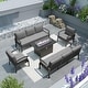 preview thumbnail 124 of 144, Aluminum Patio Outdoor Sectional Sofa Set with Fire Pit, Swivel Rocking Chairs and Ottomans