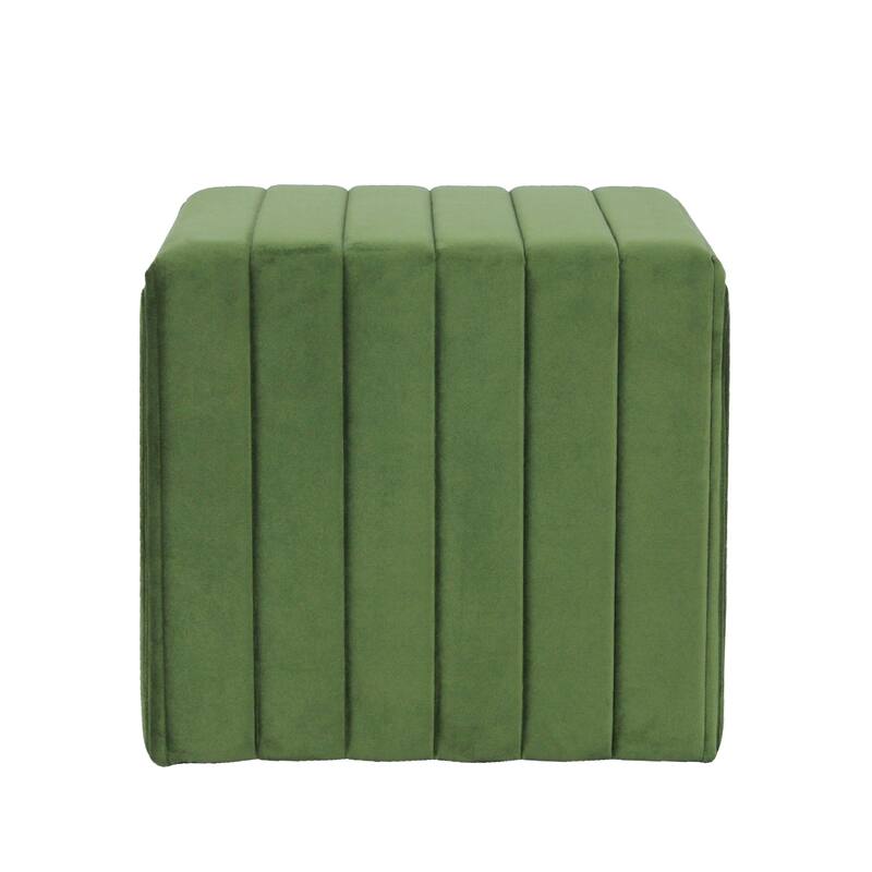 Ada 19 Inch Channel-Tufted Green Velvet Footstool Ottoman - Chic Addition