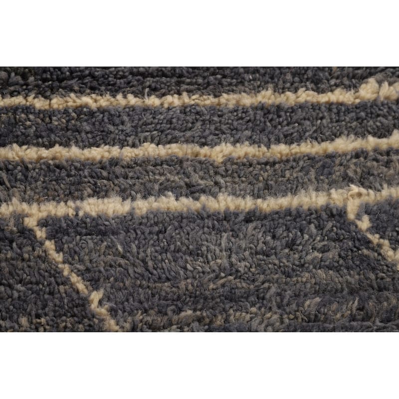 Geometric Moroccan Large Oriental Area Rug Hand-Knotted Wool Carpet - 9'11" x 14'8"