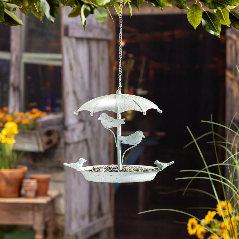 32" Metal Hanging Umbrella Bird Feeder