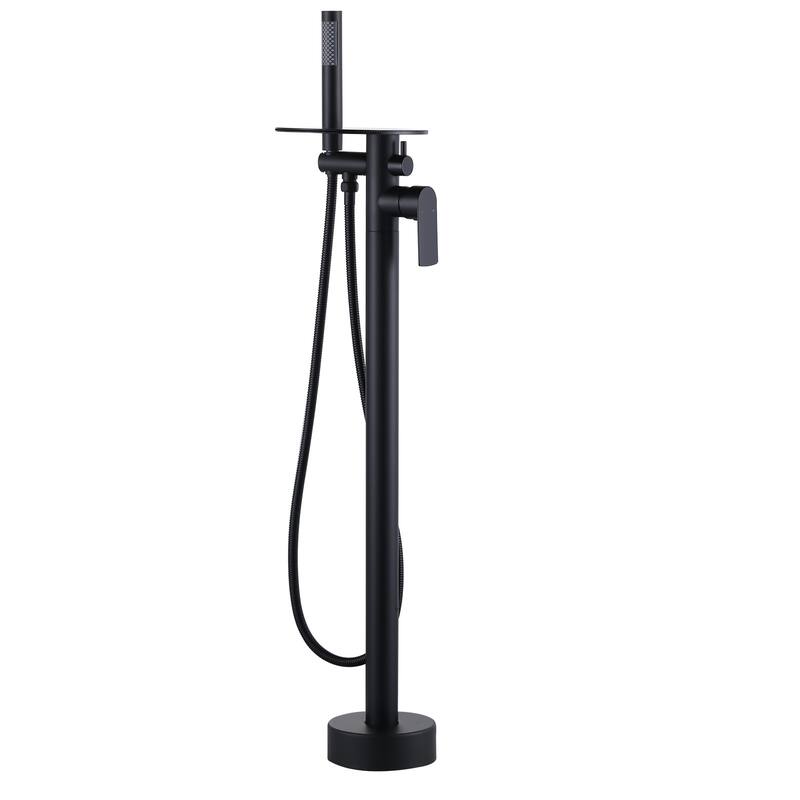 WOWOW Single Handle Floor-Mounted Bathtub Faucet - Matte Black