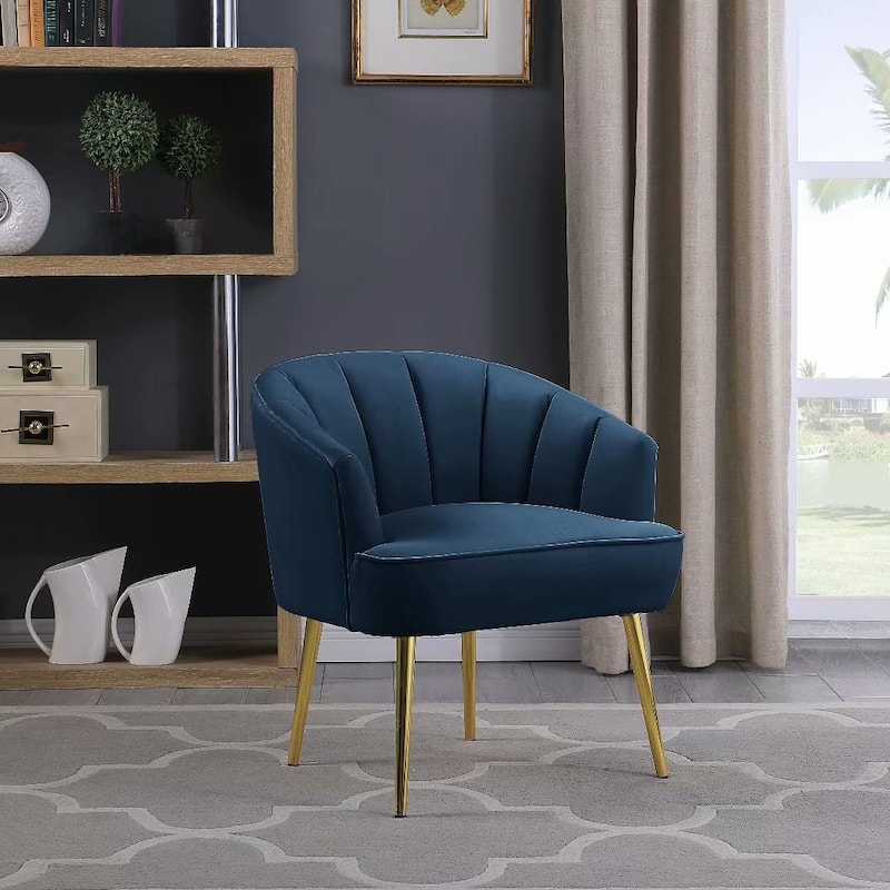 Morden Fort Velvet Accent Chair Slipper Chair - Blue