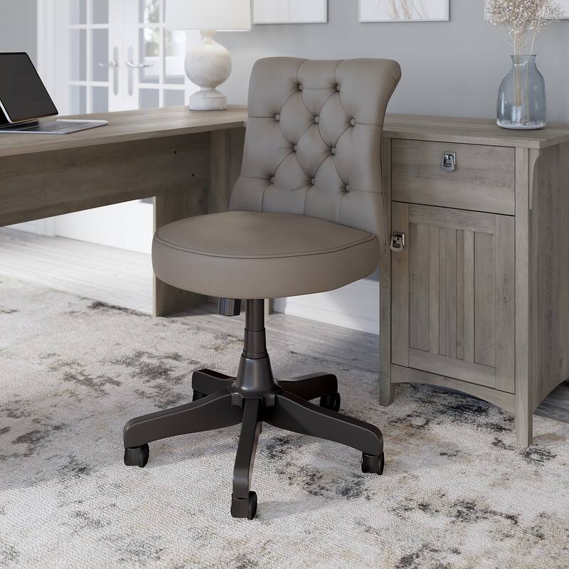 Salinas Mid Back Tufted Office Chair by Bush Furniture - Washed Gray Leather