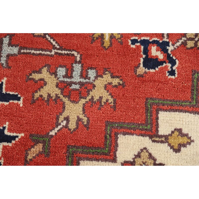 Hand Knotted Oriental 100% Wool Carpet Traditional Medallion Oranges & Rust Heriz (serapi) Area Rug - 12' 0'' X 9' 0''