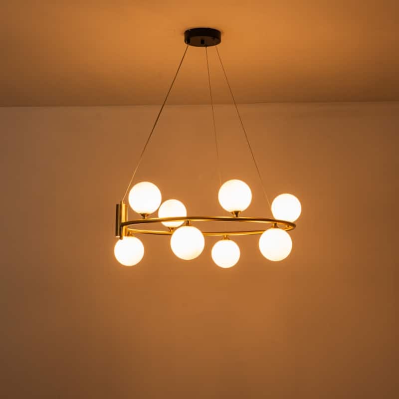 6/8-Light Modern Sputnik Cluster Pendant Wagon Wheel Glass Globe Bubble Chandelier