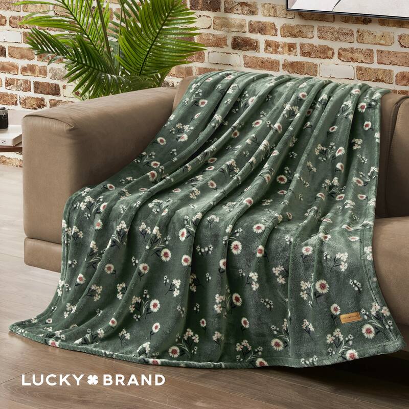 Lucky Brand Daisy Plush Throw Blanket